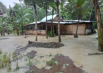 Lokasi banjir Dusun 3 Hiligambukha Desa
Hilisoromi Kecamatan Moroo Kabupaten Nias Barat, rumah Ama Suari Gulo