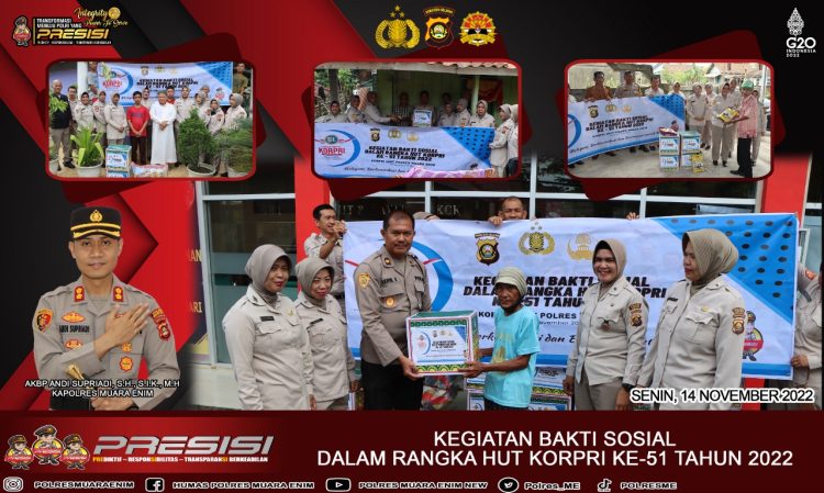 PNS Polres Lahat Polres Muara Enim Polda Sumsel menggelar kegiatan bhakti sosial dan bhakti kesehatan