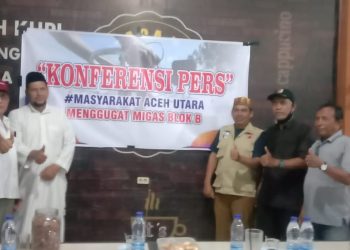 Konferensi Pers Forum Masyarakat Aceh Utara menggugat pengelolaan migas blok-b yang ada di kabupaten Aceh utara