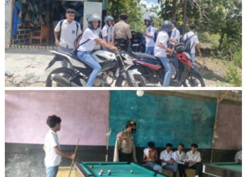 Personil DOBRAK Polsek Lobalain Menyambangi sekumpulan anak-anak sekolah yang sementara nongkrong dipinggir jalan dan tempat permainan bilyard dikawasan Lelain Kecamatan Lobalain