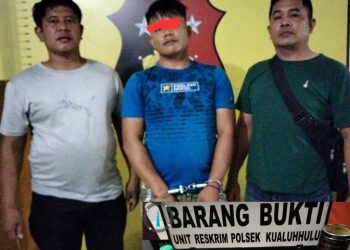 Tersangka M alias Awir, 32, seorang petani warga Dusun 1 Gunung Lonceng, Desa Lobu Huala