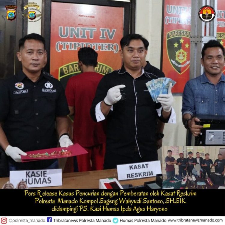 Tim Charlie Resmob On The Road (ROTR) berhasil mengamankan seorang lelaki tersangka pelaku pencurian bongkar rumah yang terjadi di Perumahan GPI Blok A 3 No.5 Kec. Mapanget
