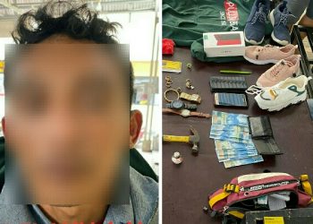 Polisi mengamankan seorang pria yang diduga telah melakukan pencurian di sebuah rumah di Perumahan GPI Mapanget Manado
