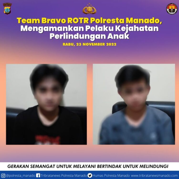 Team Bravo ROTR Polresta Manado mengamakan pelaku Kejahatan perlindungan anak yang terjadi di Kelurahan Teling