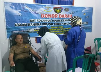 Satpolair Polres Bangka Barat Mengadakan Acara Baksos Donor Darah