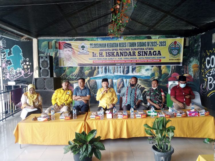 Pelaksanaan Kegiatan reses I Tahun Sidang IV 2022 - 2023 Anggota DPRD Provinsi Sumatera Utara Ir. H. ISkandar Sinaga Daerah pemilihan X Kab. Simalungun, Kota Pematang Siantar