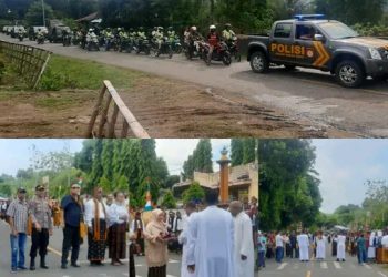 Penjemputan dan pengawalan rombongan Imam Baru RD YULIANUS ARNOLDUS TEGU BEDI dari Gereja St. Petrus Martir Ndora, Desa Ulupulu, Kecamatan Nangaroro menuju Gereja St. Martinus Kelurahan Nangaroro, Kecamatan Nangaroro