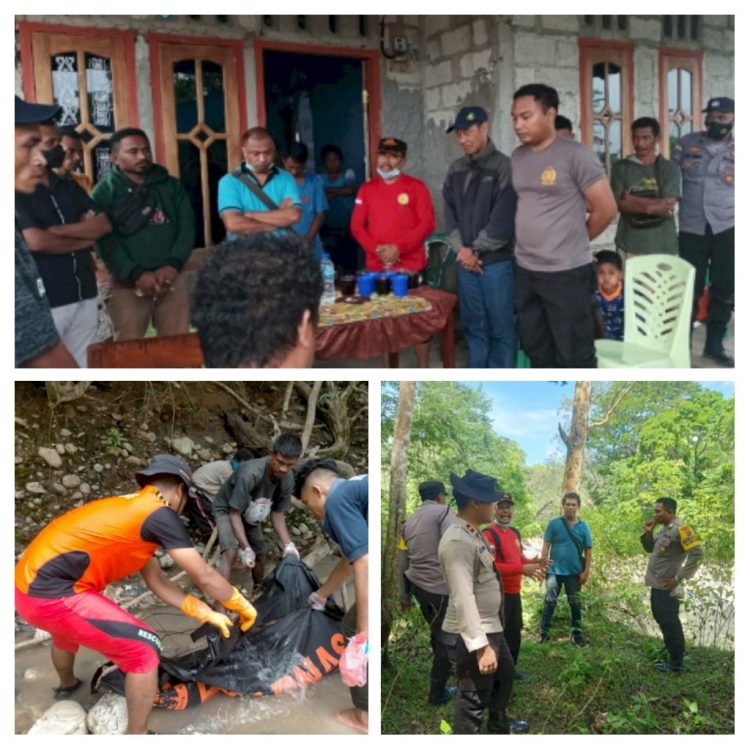 Kapolsek Takari, Iptu. Ilham Gesta Rahman, S.Tr.K memimpin anggotanya melakukan pencarian korban yang terseret arus sungai Kleon di Desa Tanini Kecamatan Takari