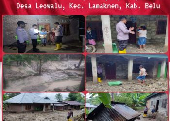 Polsek Lamaknen turun ke lokasi bantu evakuasi korban banjir yang terjadi pada hari Sabtu (26/11/2022), sekitar pukul 15.00 Wita di Dusun Lonkulo, Desa Leowalu, Kecamatan Lamaknen