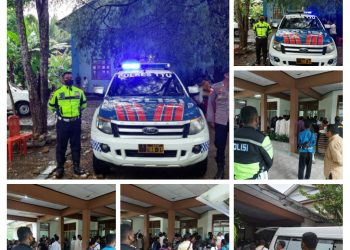 Dua orang Personil Sat Lantas Polres TTU, Briptu Taufik Irawan dan Bripda Robert Tanines dalam pengamanan dan pengawalan Jenazah Pater Kornelis Dosi, SVD menggunakan mobil
1 (Satu) unit ranmor R4 Satuan Lalu Lintas