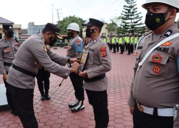 Polres Langsa Lakukan Upacara Pemberhentian dengan tidak dengan hormat (PDTH) satu oknum polisi, Bripka Saifullah