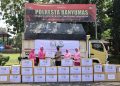 Kapolresta Banyumas Kombes Pol Edy Suranta Sitepu, SIK,MH, pimpin pelaksanaan pemberangkatan Bansos dari Polresta Banyumas untuk Korban Bencana Gempa Bumi di Kabupaten Cianjur
