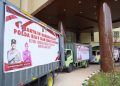 Bantuan yang dibawa langsung dari Pekanbaru sudah sampai di Jakarta melalui jalur darat