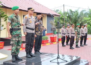 Polres Aceh Barat mengelar Apel gabungan yang bertempat di Lapangan Apel Mapolres Aceh Barat