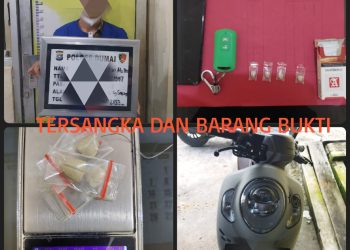AW Alias BY (25) turut diamankan bersama sejumlah Barang Bukti (BB) yakni 4 (empat) butir diduga Narkotika Bukan Tanaman Jenis Pil Eksatasi berlogo Kuda / Ferrari warna Coklat, 1 (satu) unit Handphone Android merk Realme warna Hijau, 1 (satu) buah Kotak Rokok Sampoerna, 1 (satu) unit Sepeda Motor merk Honda Scoopy warna Putih
