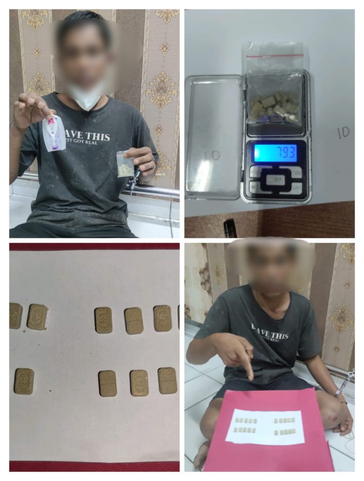 Ditresnarkoba Polda Sumsel Berhasil Meringkus 1 orang pengedar barang haram jenis ekstasi di Pinggir jalan Desa Ulak Kerbau Lama Kecamatan Tanjung Raja