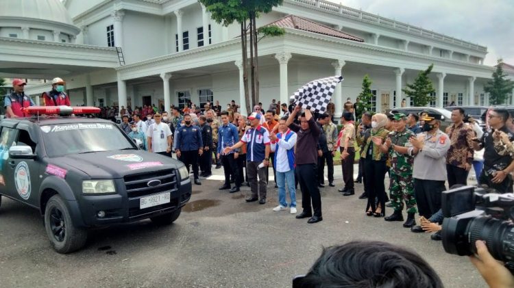 Keberangkatan Tim Unit Rekasi Cepat (URC) Asosiasi Driver Online (ADO) Sumsel ke Kabupaten Cianjur Provinsi Jawa Barat