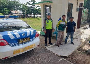 Sat Lantas Polres Bangka Barat melakukan pemantauan di obyek wisata
