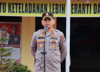 Kapolres Dairi AKBP Wahyudi Rahman, SH, S.I.K.MM Memimpin Pelaksanaan kegiatan Apel Pagi Personil Polres Dairi