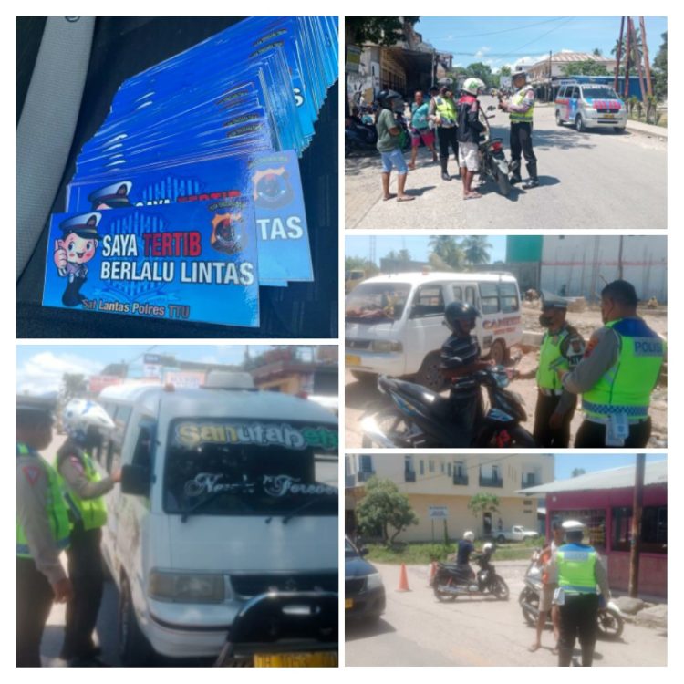 Polres TTU berikan Himbauan Kamseltibcar Lantas sekaligus pemasangan Stiker bertulis "Saya Tertib Berlalulintas" oleh Satuan Lalu Lintas Kepolisian Resor (Sat Lantas Polres) Timor Tengah Utara (TTU)