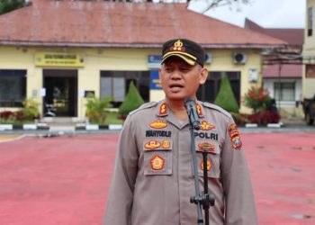Kapolres Dairi AKBP Wahyudi Rahman, SH, S.I.K.MM Memimpin Pelaksanaan kegiatan Apel Keberangkatan dalam rangka Pengamanan Audensi dari Kelompok Tani Marhaen Parbuluan VI