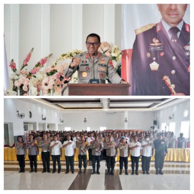 Kapolda NTT Irjen Pol. Drs. Johanis Asadoma, SIK., M.Hum, melakukan tatap muka bersama anggota Polres Belu dan Brimob Kompi 3 Yon A Pelopor Belu di Hotel Matahari