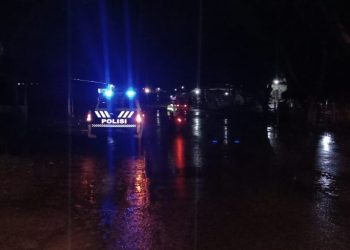 Polantas Lhokseumawe melaksanakan patroli rutin di jalan Elak tempatnya di Desa Alue Lim, Kecamatan Blang Mangat