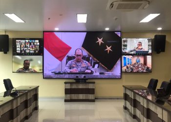 Rapat video conference yang dipimpin langsung Kapolda Sumsel rencana pembahasan persiapan Natal 2022 dan Tahun Baru 2023