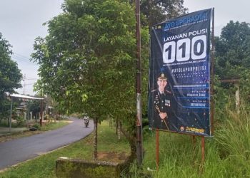 Spanduk ditempat-tempat umum/strategis yang mudah terlihat oleh Warga masyarakat di Wilayah Kabupaten Bangka Barat, berisi informasi mengenai panggilan 110