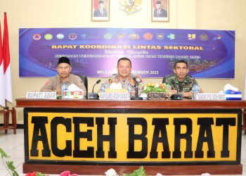 Kapolres Aceh Barat AKBP Pandji Santoso S.I.K, M.SI menggelar rapat koordinasi lintas sektoral dalam rangka persiapan pengamanan perayaan natal tahun 2022 dan tahun baru 2023