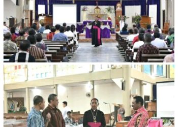 Wakil Bupati Belu - Dr. Drs. Aloysius Haleserens, MM didampingi Sekretaris Daerah Kabupaten Belu - Johanes Andes Prihatin, SE., M.Si bersama ASN mengikuti Rekoleksi Kategorial Adventus 2022 se-Dekenat Belu Utara