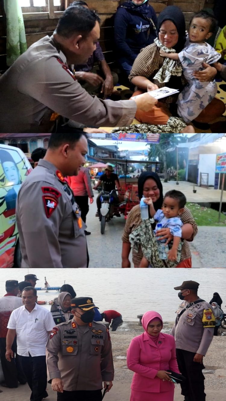 Kapolres Labuhanbatu AKBP Anhar Arlia Rangkuti didampingi ibu ketua cabang Bhayangkari Labuhanbatu Ny. Iin Anhar Arlia Rangkuti langsung menjemput balita abijar berumur dua tahun yang mengidap penyakit tumor