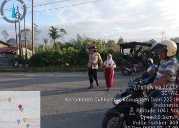 Pengaturan Pos Padat Pagi untuk membantu masyarakat khususnya anak-anak sekolah untuk menyeberang jalan