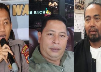 Kapolres Pematangsiantar AKBP Fernando (kiri) - Simon Nainggolan Pimpinan Umum Mitrapolri.com (tengah) - Ketum FRN Agus Flores (kanan)