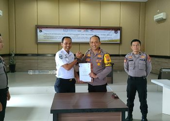 Polres Bangka Barat Mengadakan Kegiatan Penandatanganan Nota Kesepahaman dan Pedoman kerja Tekhnis tentang Penyelenggaraan Jasa Pengamanan dan jasa manajemen System' Pengamanan Obvit/ Obvitnas tahun 2023 dengan pihak Bank BNI