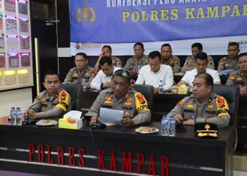 Polres Kampar gelar konferensi pers akhir tahun 2022, di ruang data Mapolres Kampar