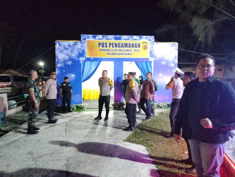 Kapolres Aceh Barat AKBP Pandji Santoso, S.I.K, M.Si melakukan Pengecekan Pos Pengamanan Operasi Lilin Seulawah yang berada di Batu Putih Gampong Ujung Kalak, Kecamatan Johan Pahlawan