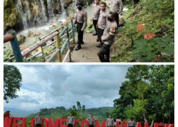 Kapolsek Lasiolat, Polres Belu, IPDA. Agus Haryono, SH bersama anggota melaksanakan Patroli, Pengamanan dan Monitoring di Tempat Wisata Air Terjun Mauhalek Dusun Fatara Dua, Desa Dualasi Raiulun, Kecamatan Lasiolat