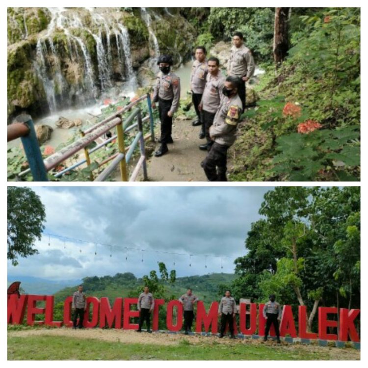 Kapolsek Lasiolat, Polres Belu, IPDA. Agus Haryono, SH bersama anggota melaksanakan Patroli, Pengamanan dan Monitoring di Tempat Wisata Air Terjun Mauhalek Dusun Fatara Dua, Desa Dualasi Raiulun, Kecamatan Lasiolat