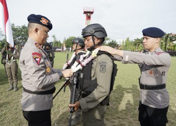 Dua batalyon pasukan Brimob Polda Kaltim berjumlah 209 personel tiba kembali ke Balikpapan