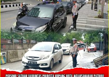 Satuan Lalu Lintas (Sat Lantas) Polresta Kupang Kota, Rabu 4 Januari 2023 melakukan pengaturan arus lalu lintas dan penertiban parkiran di jalan Ahmad Yani