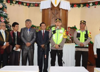 Kapolres Pematangsiantar AKBP Fernando SH S.I.K, didampingi PJU melaksanakan pengecekan pengamanan ibadah awal tahun 2023 di Gereja-gereja