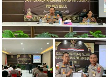 Kepolisian Resor (Polres) Belu, Polda NTT menggelar sosialisasi Daftar Isian Pelaksanaan Anggaran (DIPA) serta Rencana Kerja (Raker) dan Anggaran Kementerian Negara/Lembaga (RKA-KL) tahun anggaran 2023