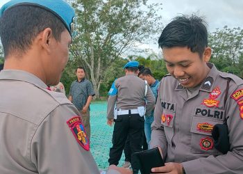 Kasi Propam Polres Bangka Barat Ipda Miyohan menggelar kegiatan penegakan, penertiban dan disiplin (Gaktibplin) kepada anggota Polres Bangka Barat