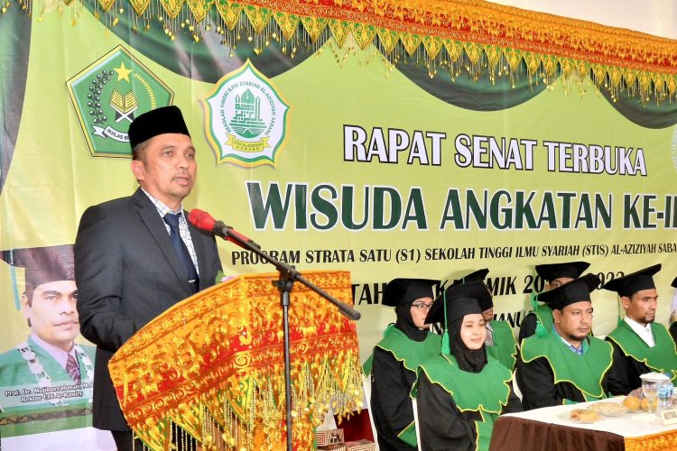 Pj Walikota Sabang saat menghadiri Wisuda sarjana angkatan ke dua STIS Al-Aziziyah Sabang