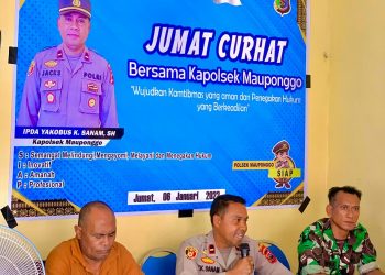Kapolsek Mauponggo, IPDA. Yakobus K. Sanam, S.H didampingi juga oleh para Kanit dan anggota Polsek Mauponggo melaksanakan Jumat Curahan Hati (Curhat) Polri