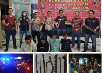 Empat pemuda tersebut diamankan di Lorong Ramayana RT 09 Kelurahan Kalidoni Kecamatan Kalidoni Palembang