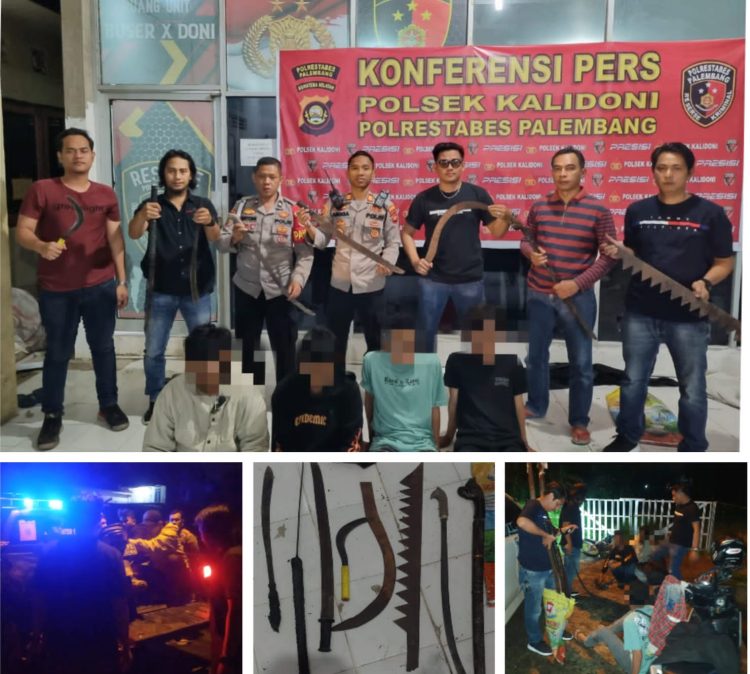 Empat pemuda tersebut diamankan di Lorong Ramayana RT 09 Kelurahan Kalidoni Kecamatan Kalidoni Palembang
