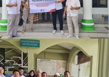 CDC dan Binroh Islam Telkom Sumut lakukan penyerahan dana renovasi masjid, Senin (02/01/2023)