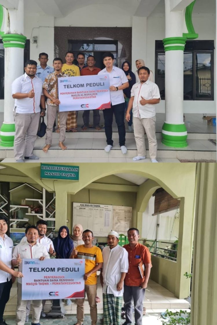 CDC dan Binroh Islam Telkom Sumut lakukan penyerahan dana renovasi masjid, Senin (02/01/2023)